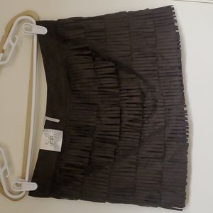 Dark Brown Layered Fringe mini skirt